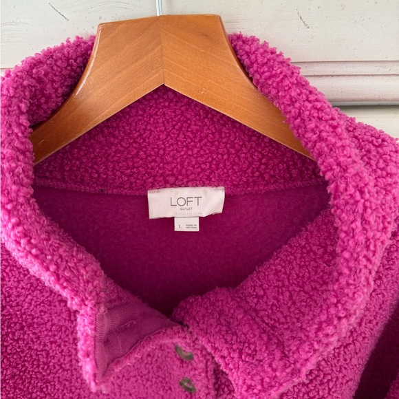 Loft Magenta Sherpa Teddy Pullover Sweater - Picture 3 of 4
